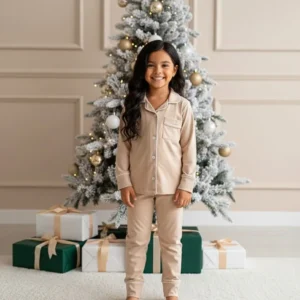 Pijama clásica beige