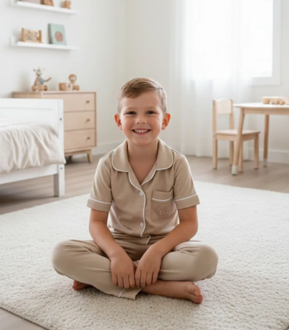 Imágenes web Pijama clásica beige - Imagen 1