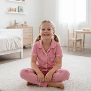 Pijama clásica rosada manga corta