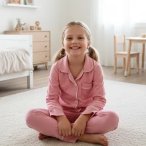 Pijama clásica rosada manga larga