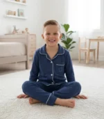 Pijama clásica azul manga larga