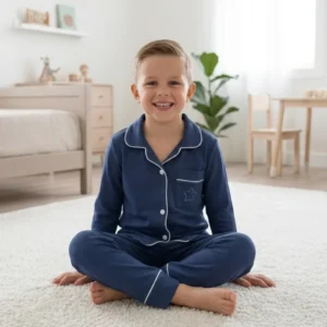 Pijama clásica azul manga larga
